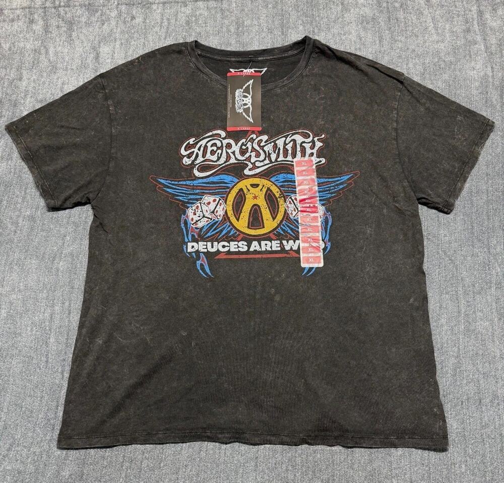 NWT Aerosmith Deuces are Wild Graphic Tee Shirt Women's XL Black 100% Cotton